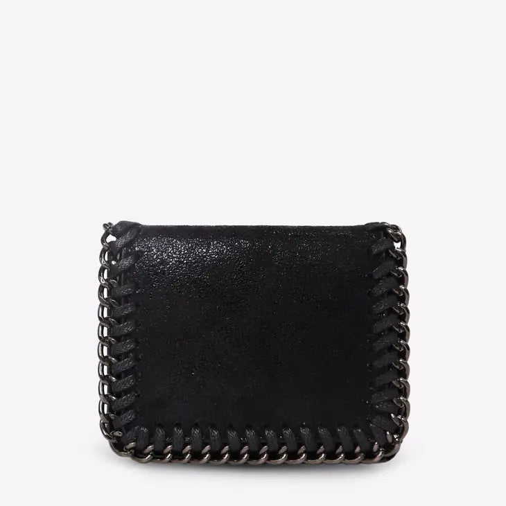 Chain Black Wallet - Vegan Leather