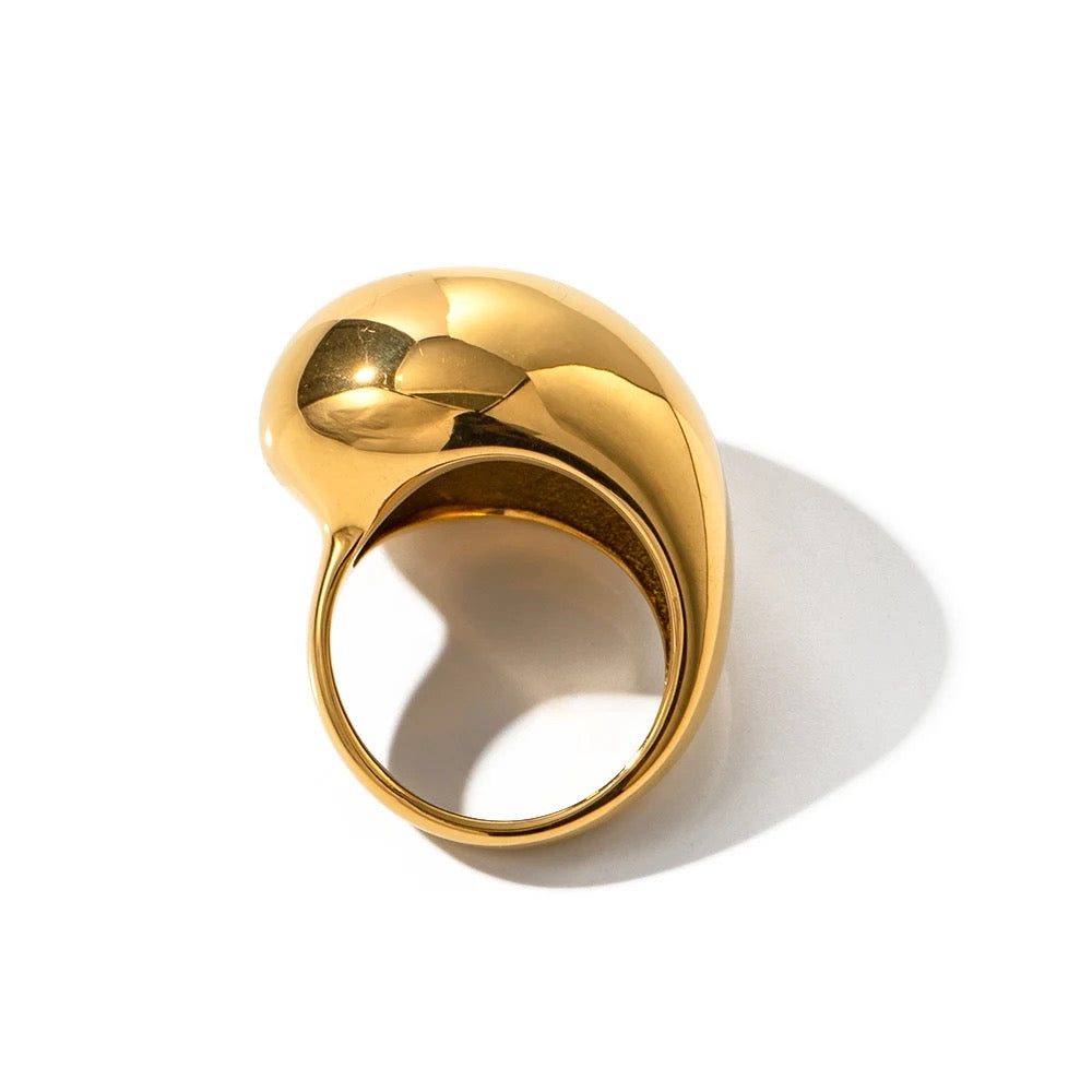 Tear Drop Rounded 18K Gold Plated Ring