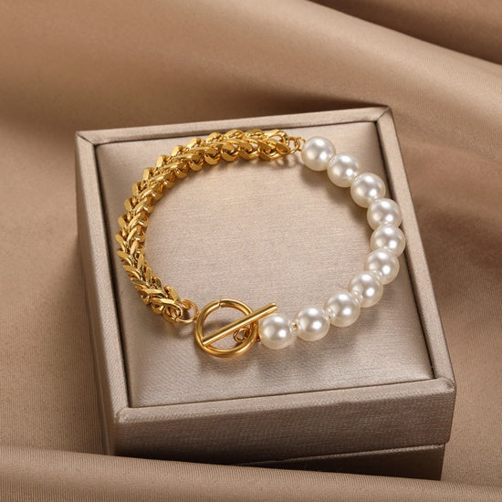 18K Gold Plated Splicing Foxtail Chain Bracelet