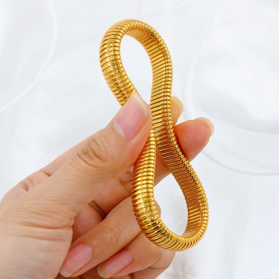 18K Gold Plated Snake Chain Elastic Bangle