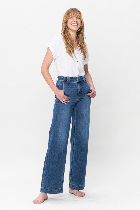 Judy Blue High Waisted Double Button Wide Leg-FINAL SALE