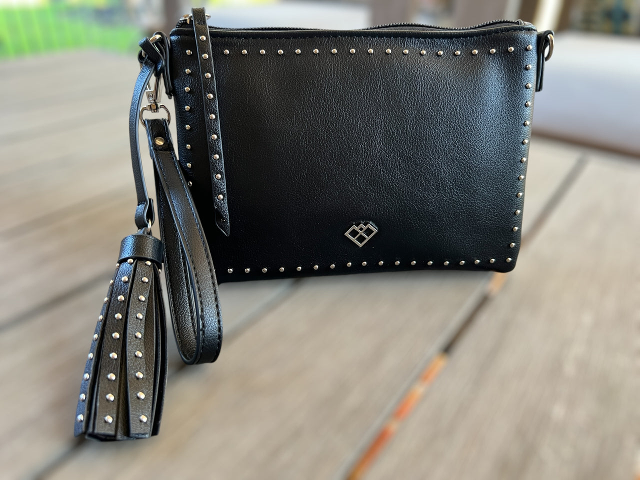 Studded Wristlet w/Crossbody Strap