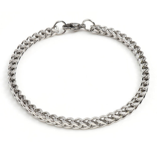 Silver Tone Link Curb Stainless Steel Bracelet