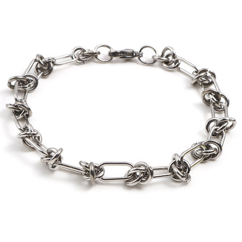 Silver Tone Knot Stainless Steel Bracelet