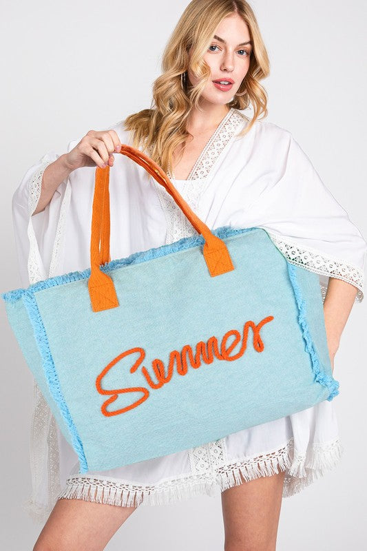 Summer Letter Fringe Tote Bag-SALE