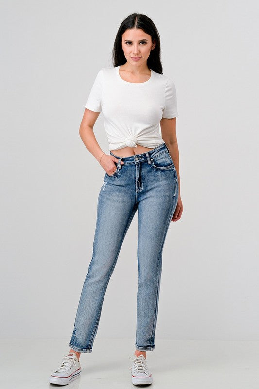 Petite High Rise Slim Straight Stretch Jeans-FINAL SALE