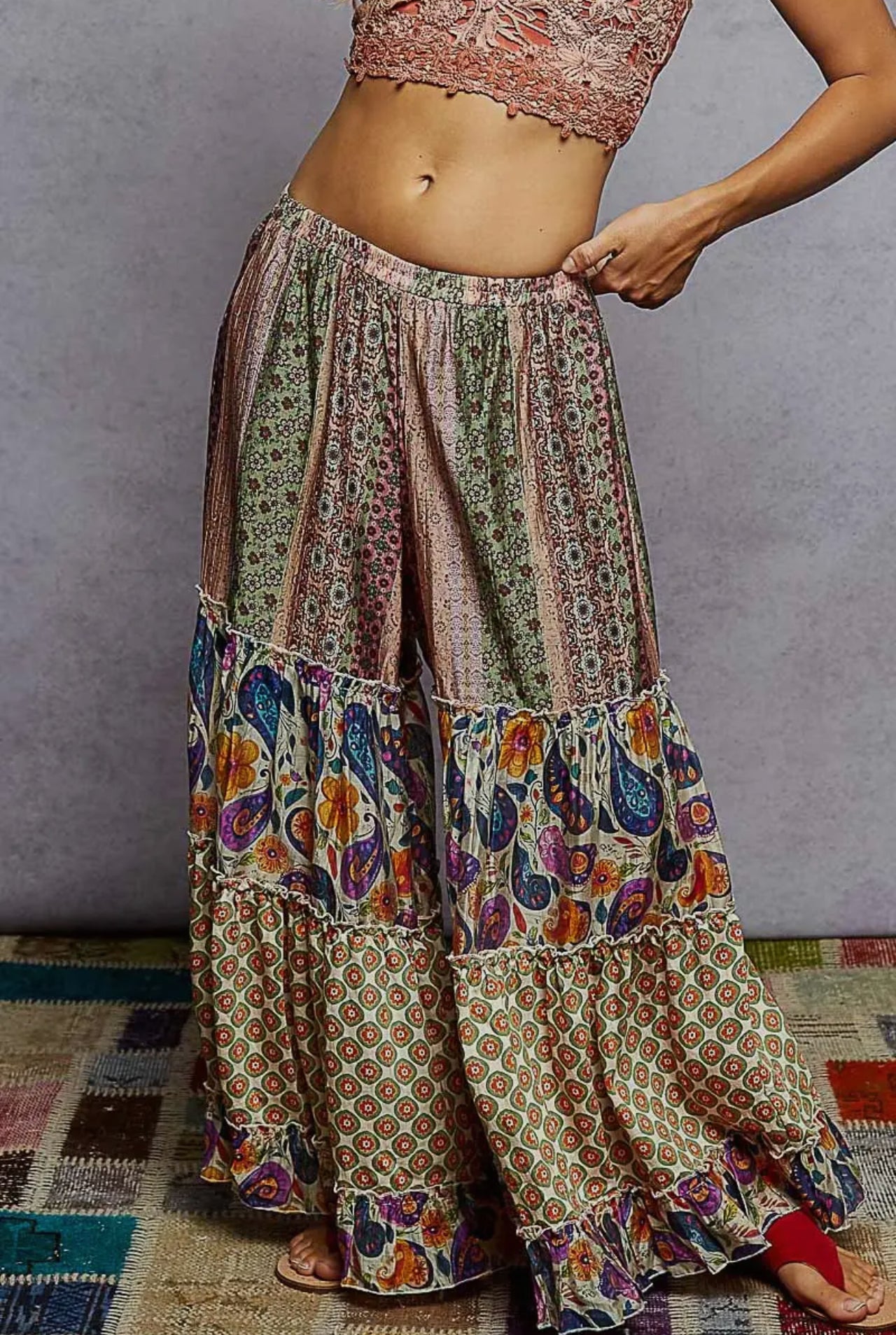 POL Pattern Printed Wide Leg Pants