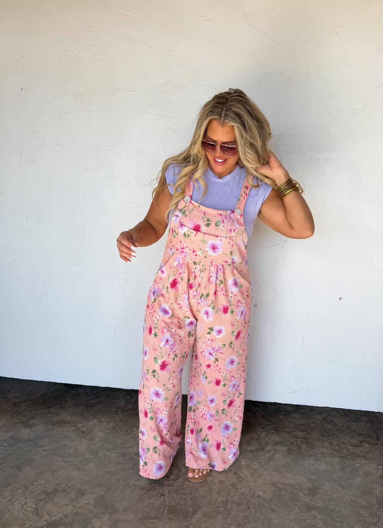 Ribbed Spring Floral Karli Boho Overalls/Jumpsuit