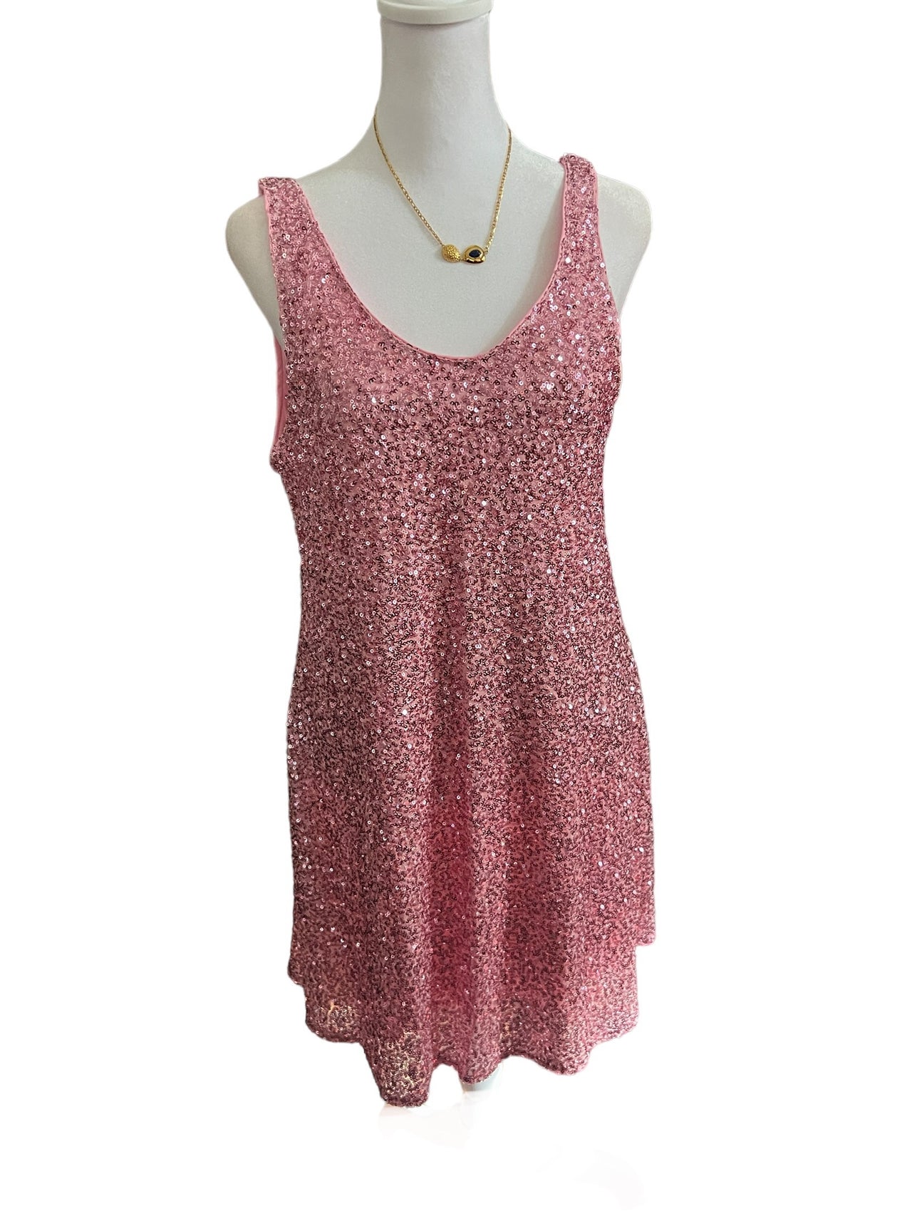 Pink Sequins Evening Sleeveless Short Dress-FINAL SALE