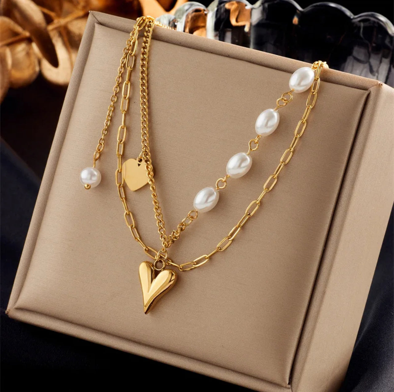 Daisy Multilayer Imitation Pearl 18K Gold Plated Necklace