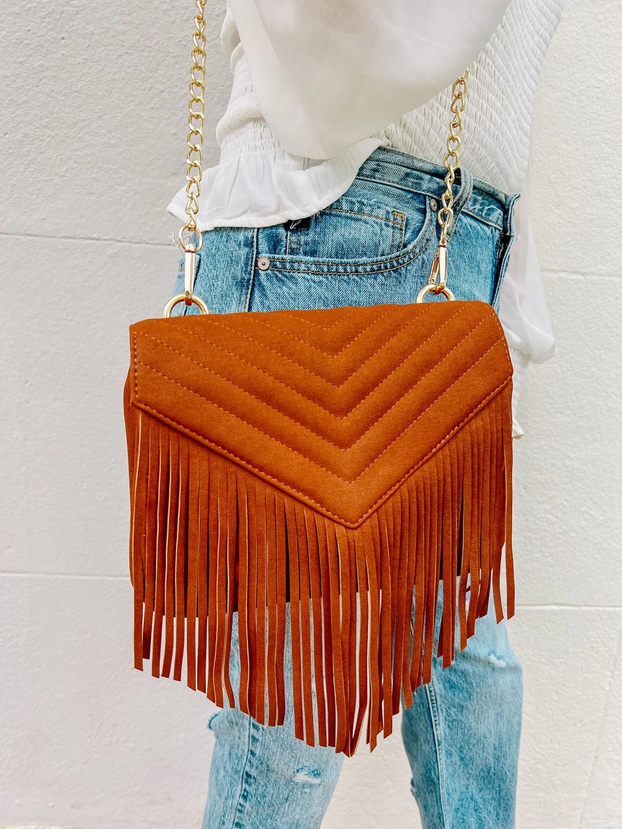 Quilted Crossbody w/Fringe