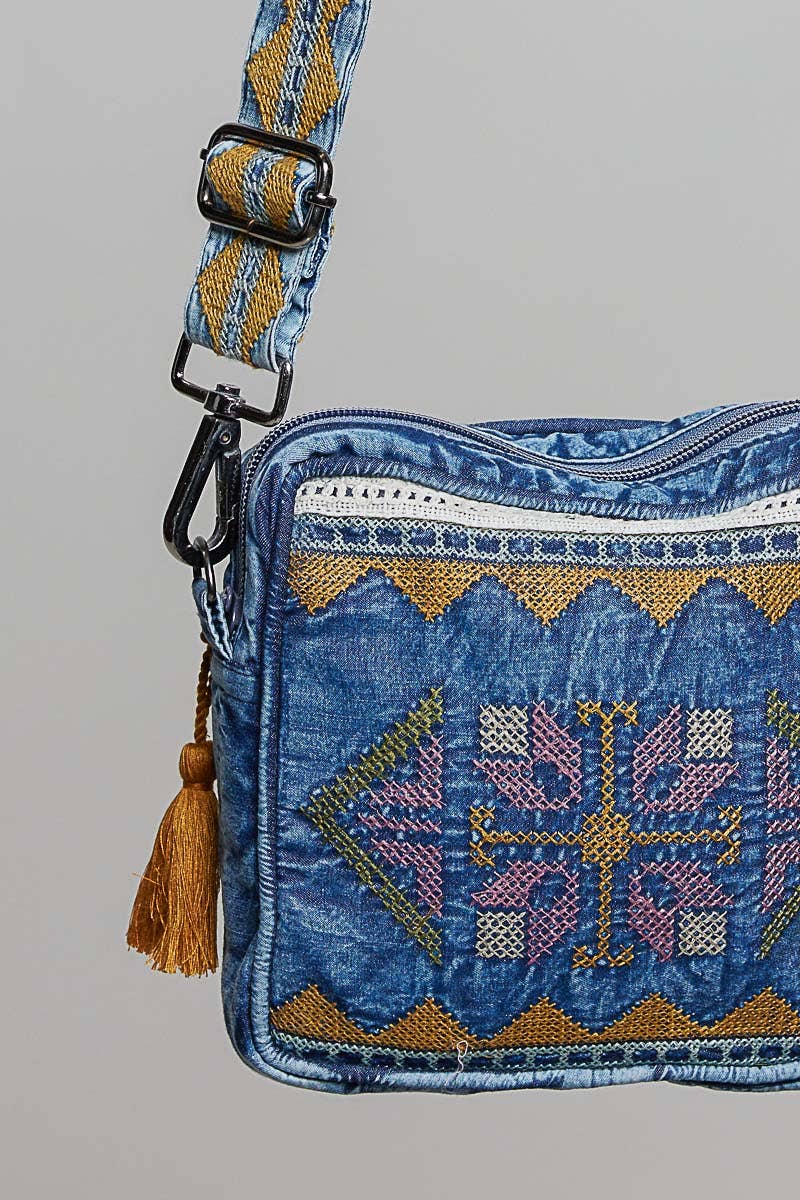 Boheme Denim Mini Crossbody Bag