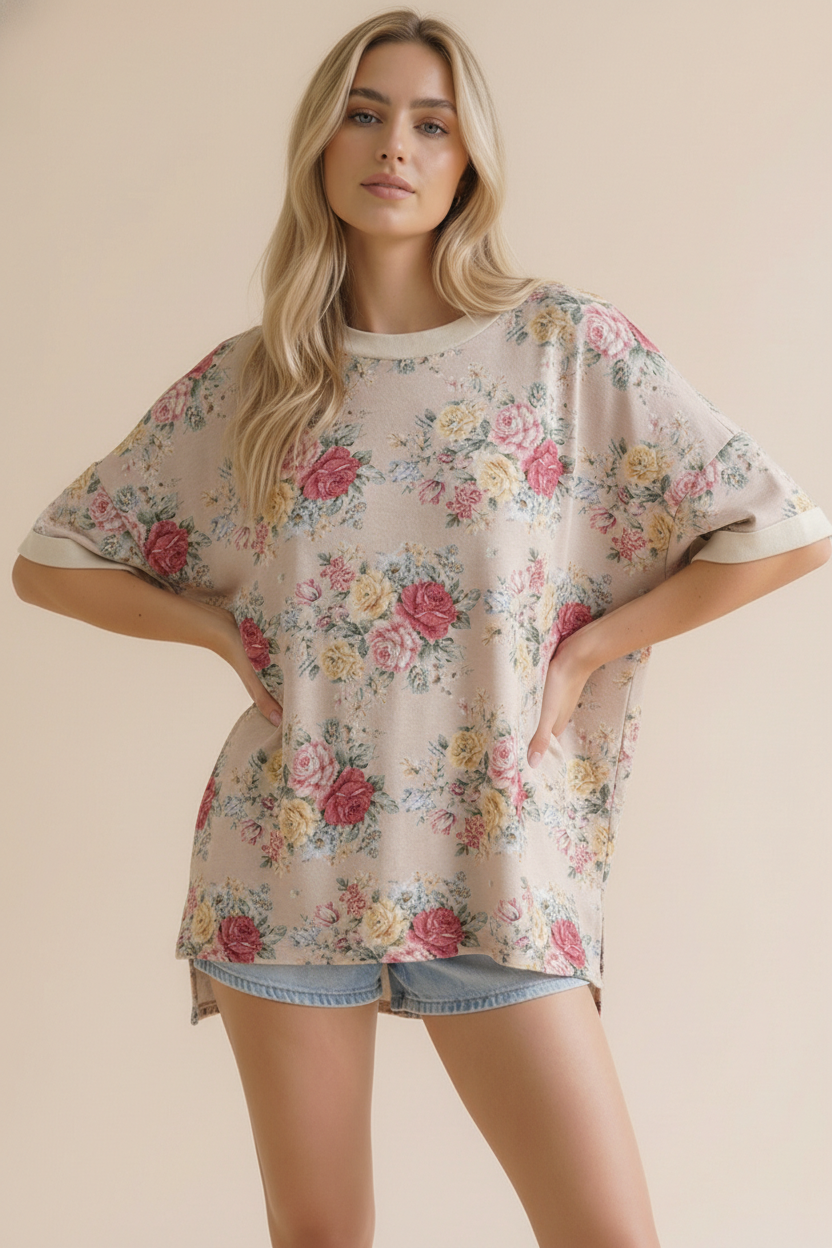 Vintage Floral Oversized Loose Fit Top