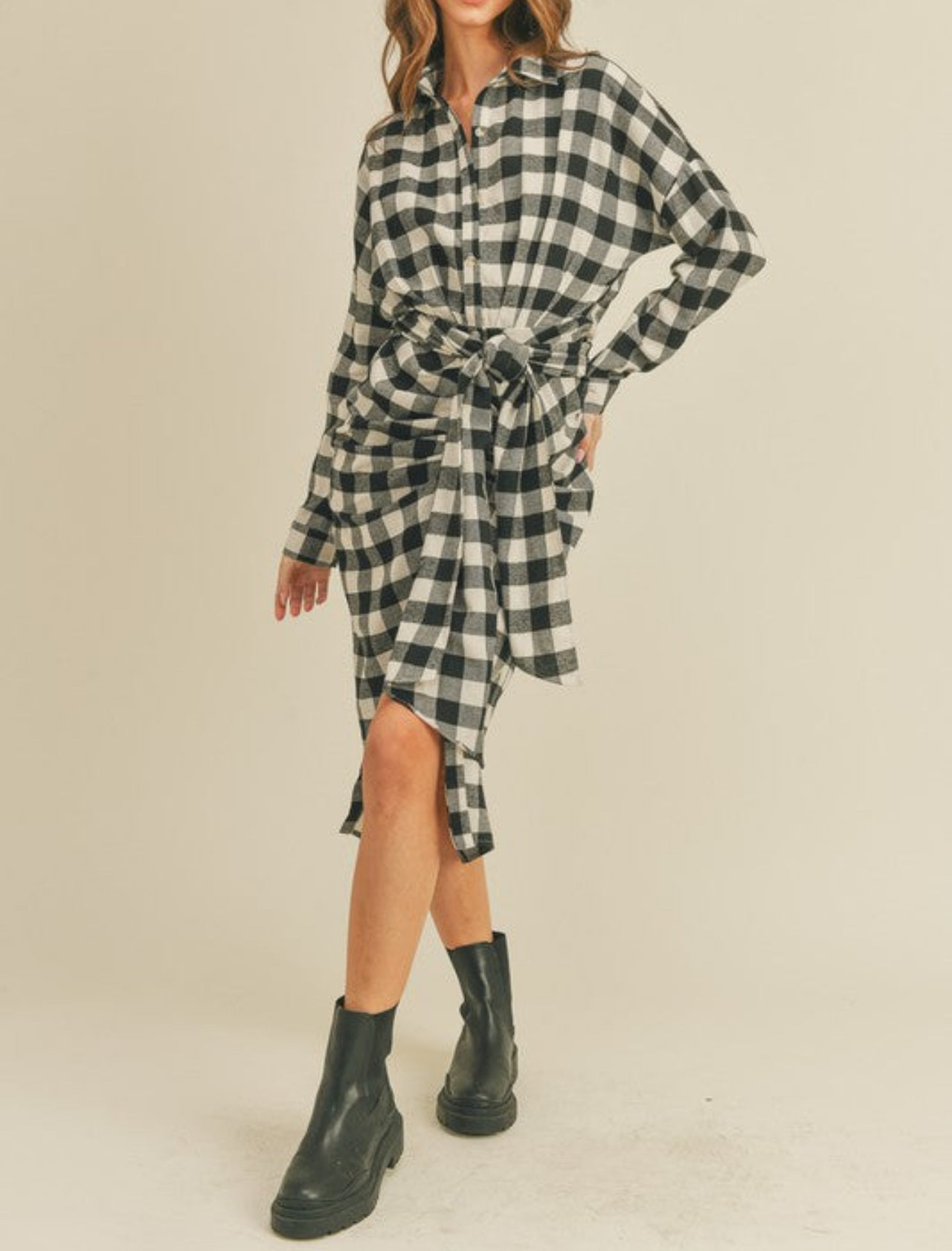 Plaid Flannel Button Down Dress-FINAL SALE