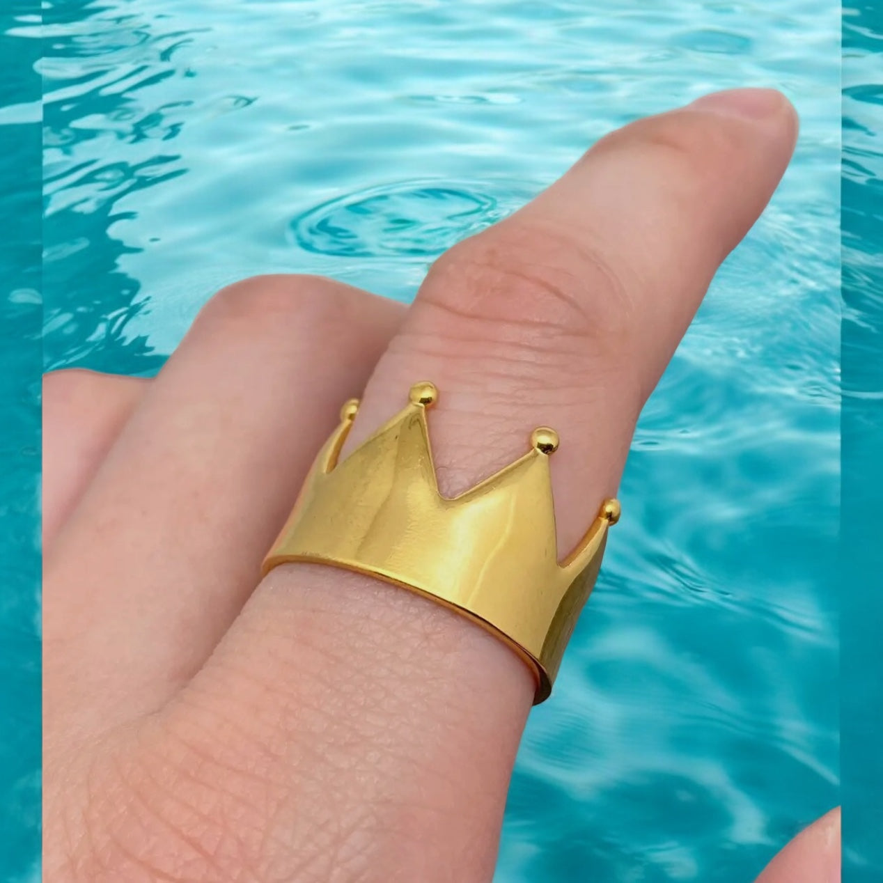 Gold Plated Crown Adjustable Ring