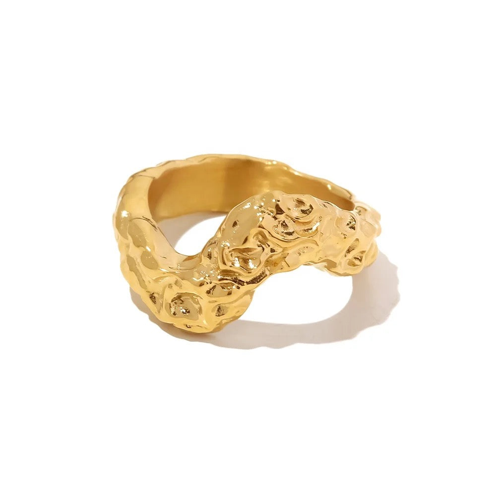 Hammered 18K Gold Plated Minimalist Ring