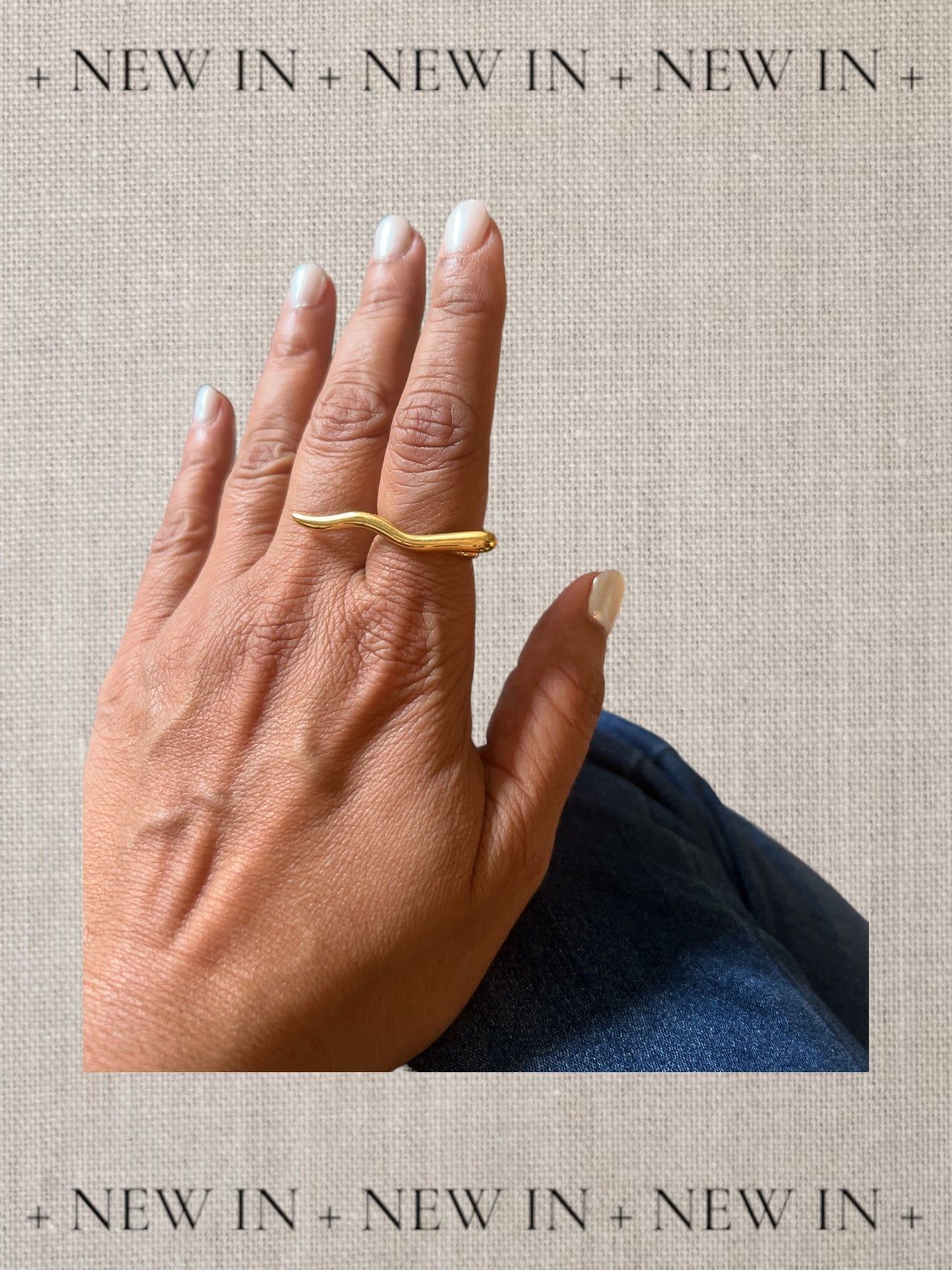 Ana Edgy Wavy Gold Plated Adjustable Ring