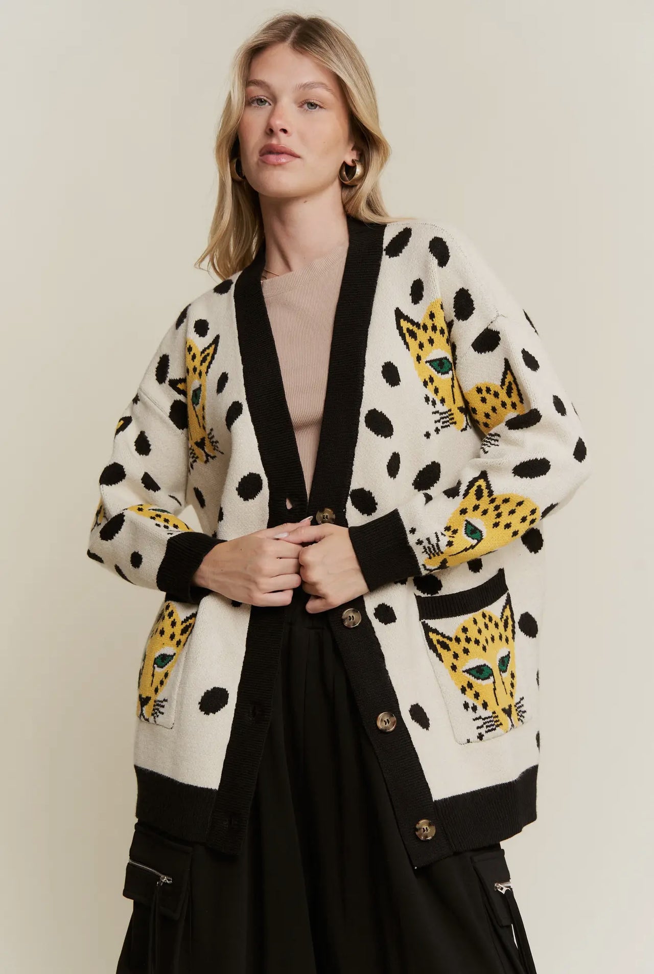 Jade by Jane Button Down Cheetalicious Cardigan
