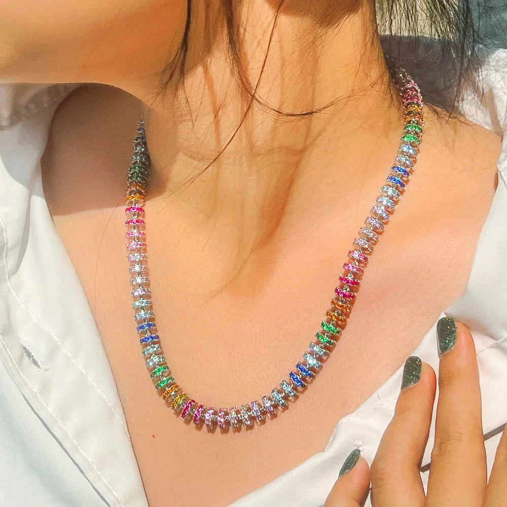 Luxury Iced Multicolor Cubic Zirconia Necklace