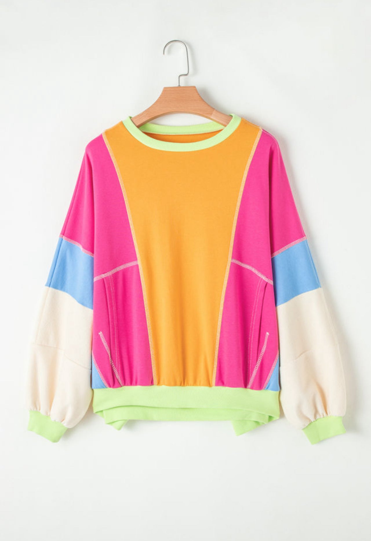 Color Block Patchwork Oversized Top