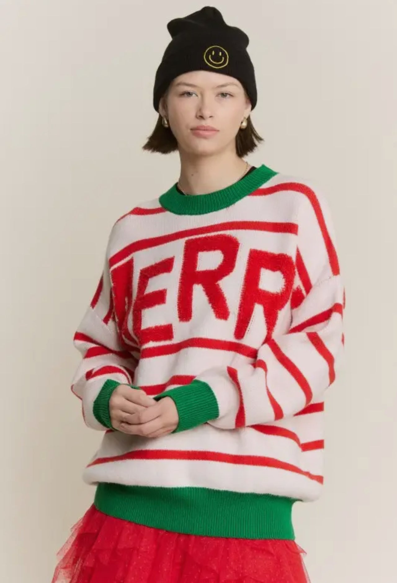 Striped Holiday Merry Sweater