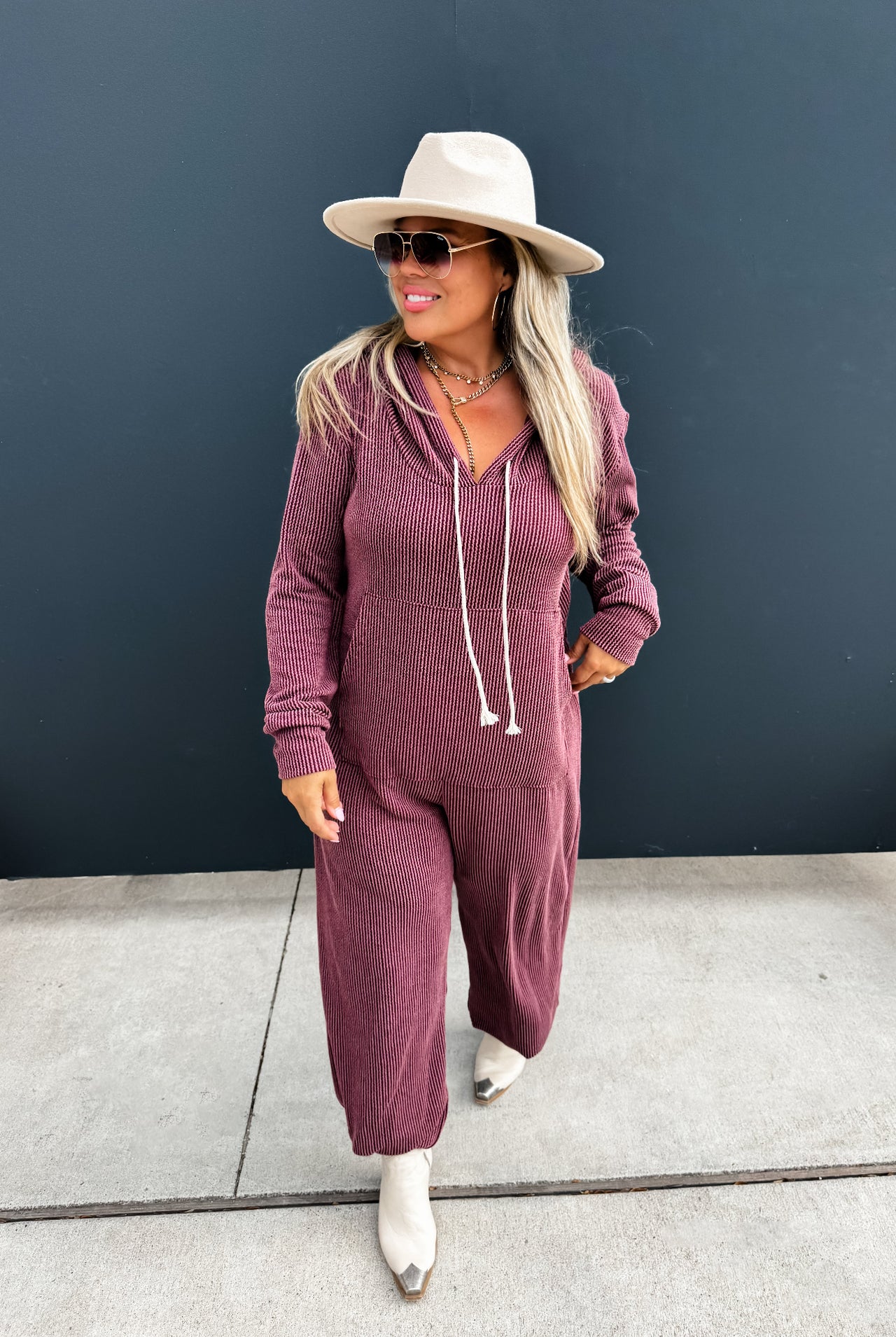 Ribbed Hoodie Jumpsuit