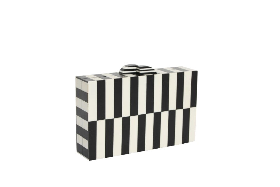 Zebra Striped Hard Clutch Bag