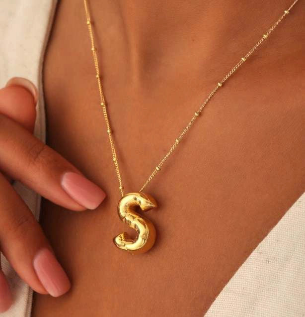 Balloon Gold Plated Alphabet Necklace