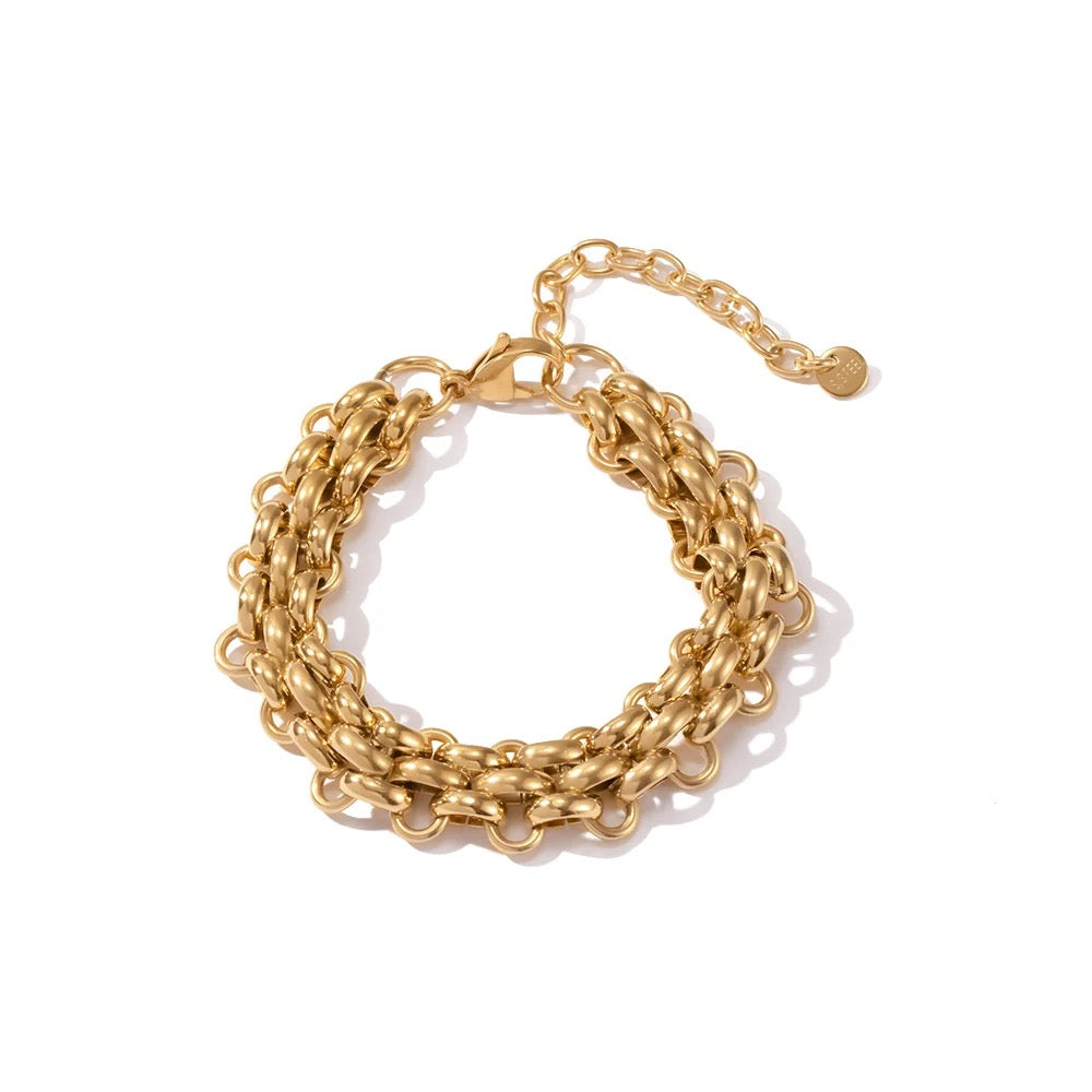 Three Layered 18K Gold Plated Bracelet