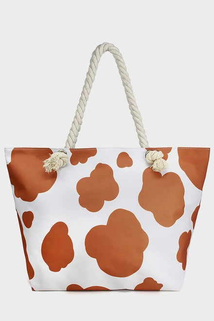 Cattle Print Beach Tote Bag