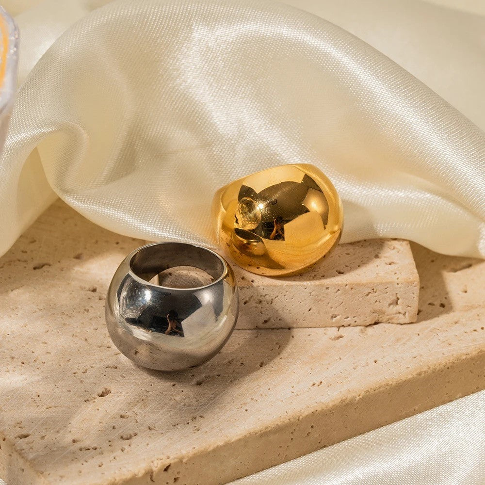 Chunky Minimal 18K Gold Plated Stainless Steel Ring- Gold
