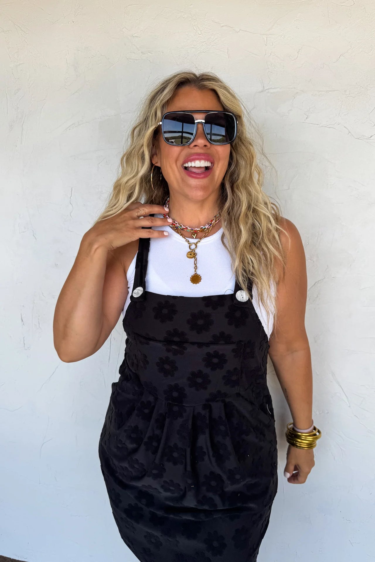 Blakeley Black Flower Overall Dress