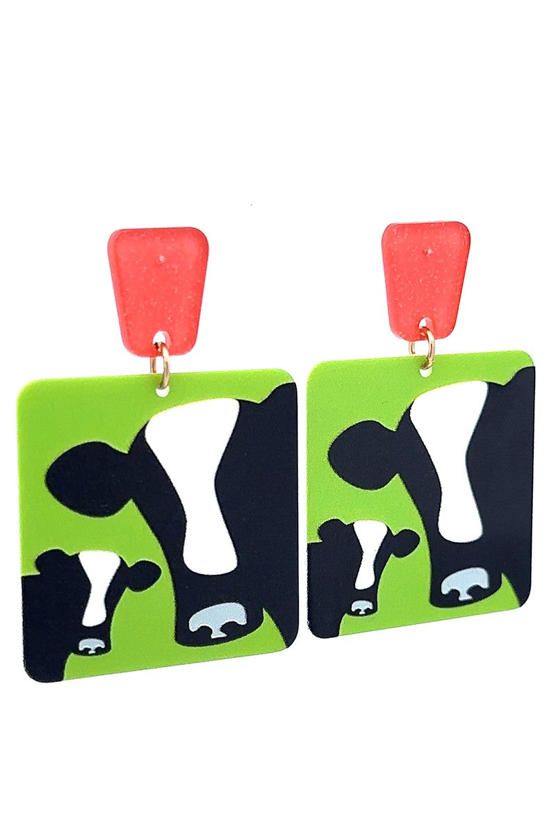 Square Cow Earrings