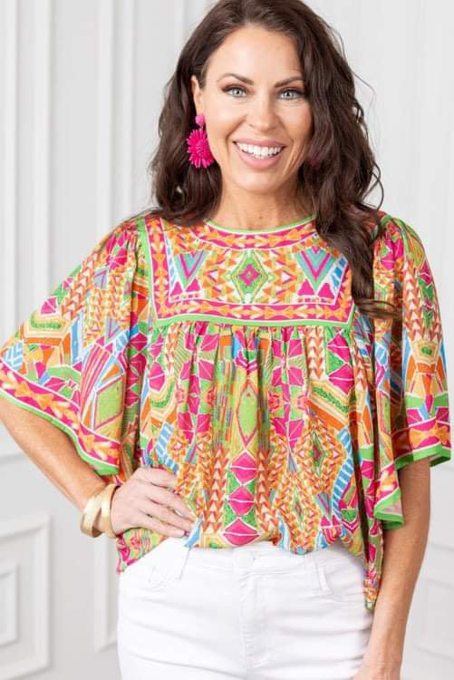 Clary Printed Summer Blouse-FINAL SALE