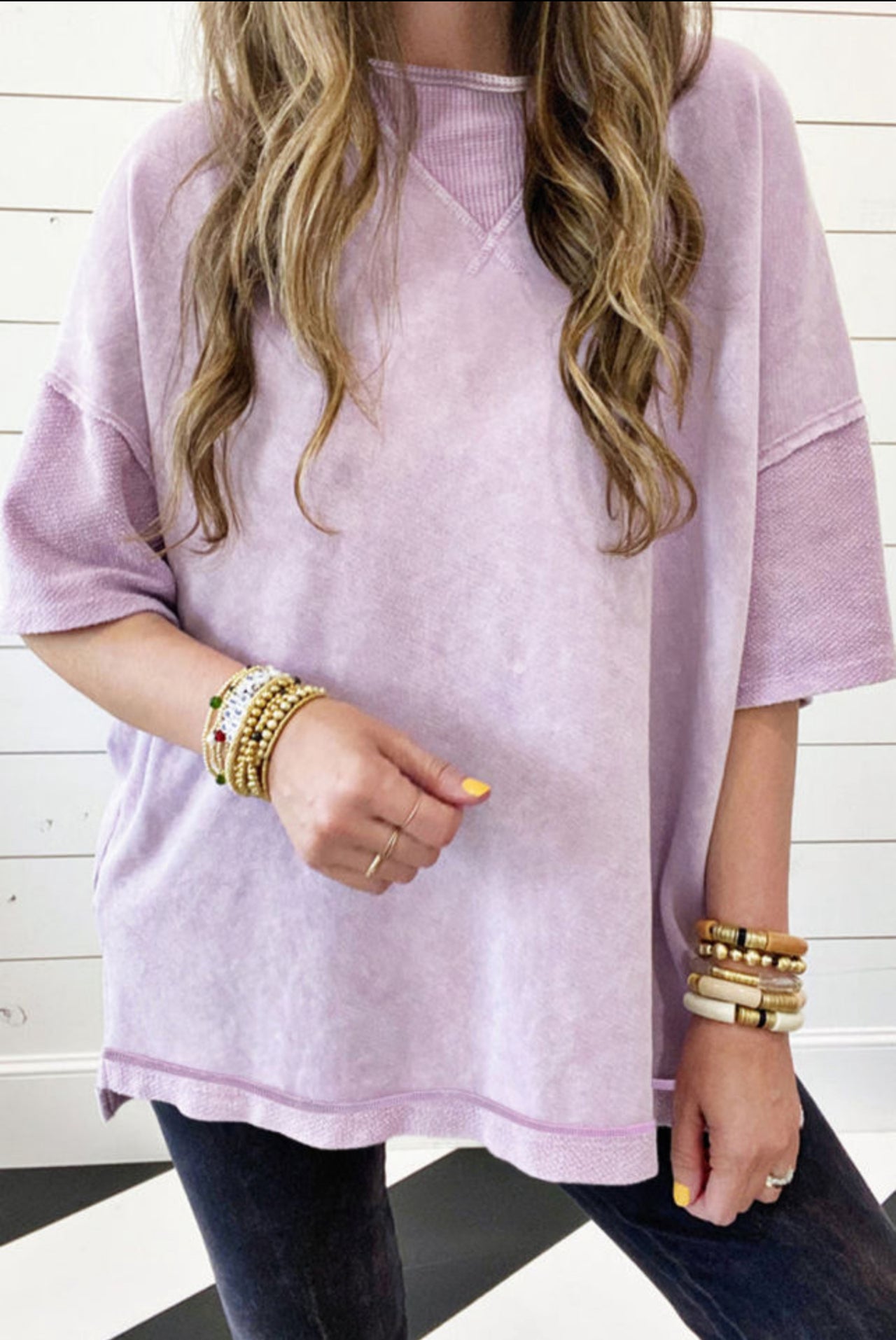 Orchid Mineral Wash Oversized Top