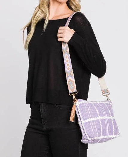 Grace Check Patterned Tassel Crossbody