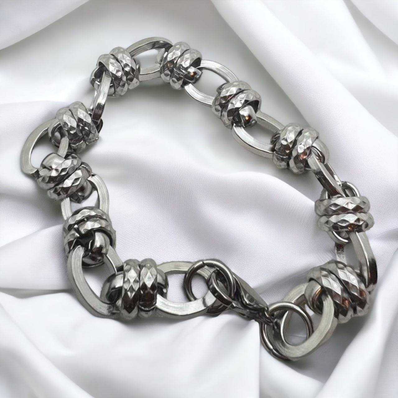 Silver Tone Link Chain Stainless Steel Bracelet