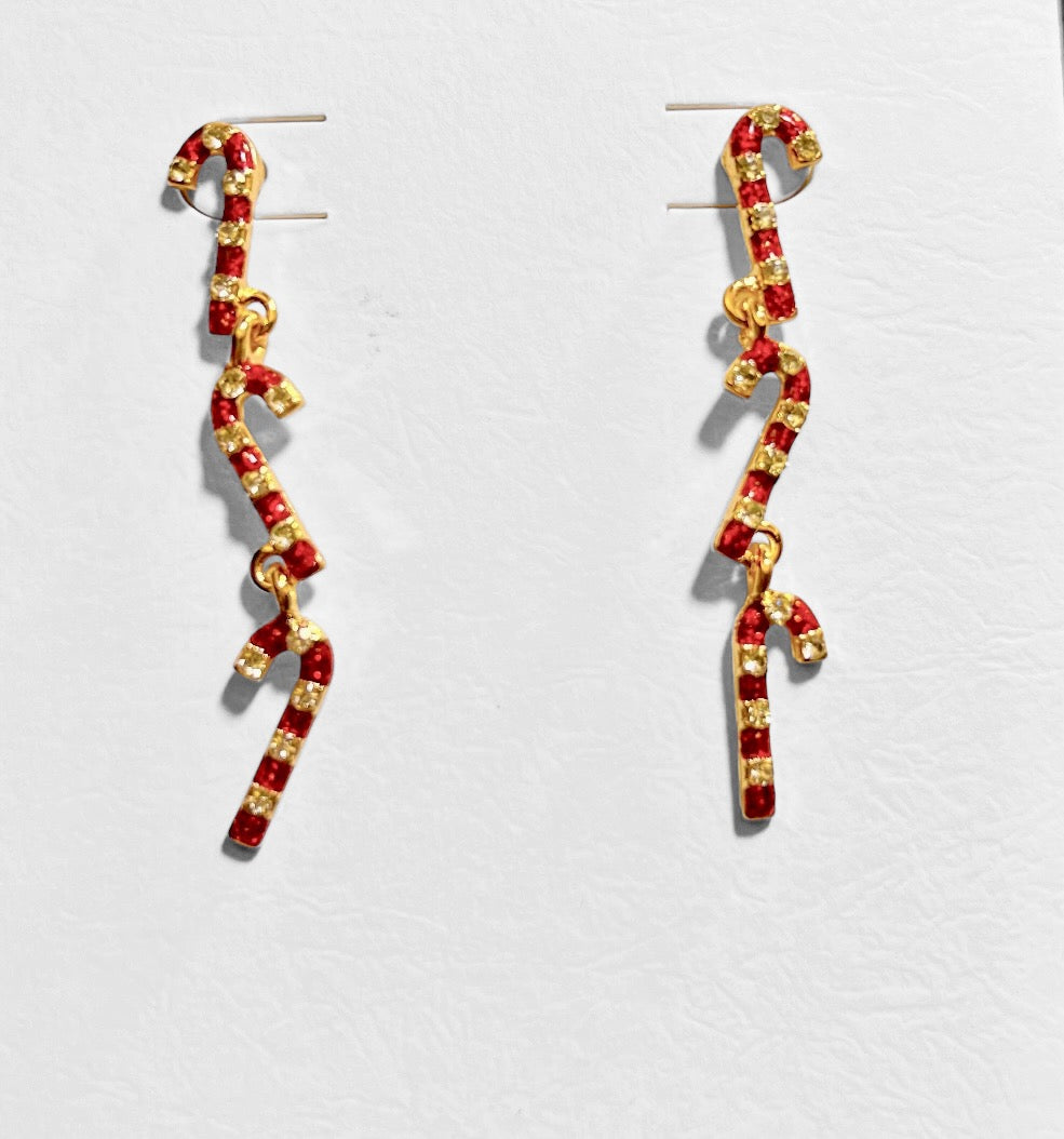 Candy Cane Winter Earrings