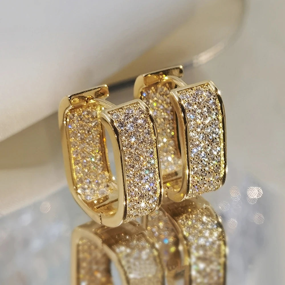 Paved CZ Hoop Earrings