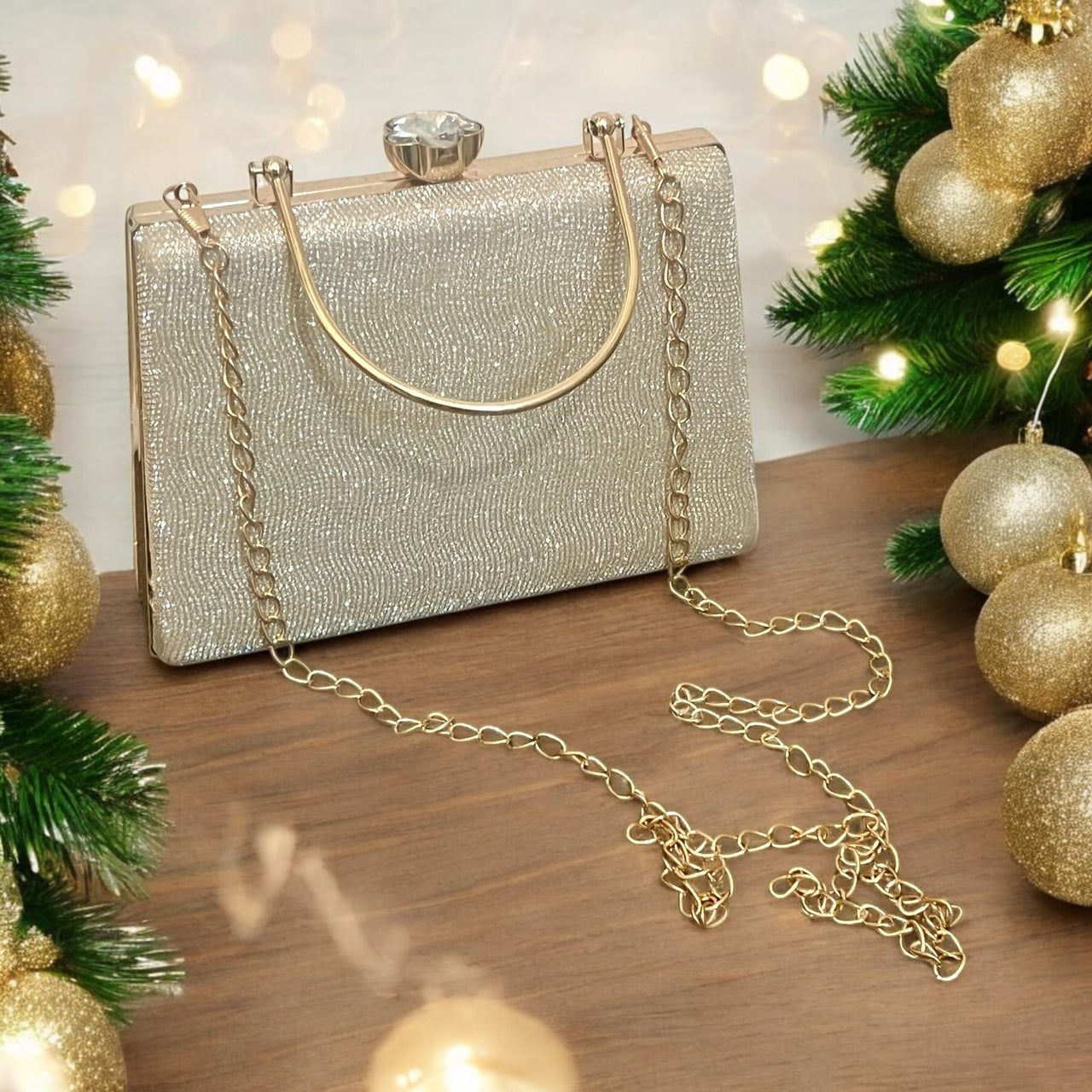 Gold Holiday Shimmer Bag w/Gold Crossbody