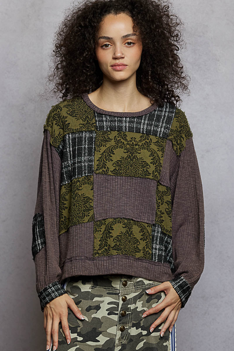 POL Printed Patch Relaxed Fit Top