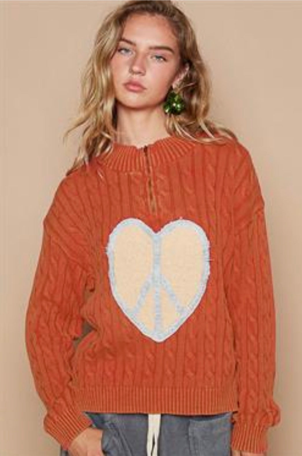 POL Apple Red Heart Sweater