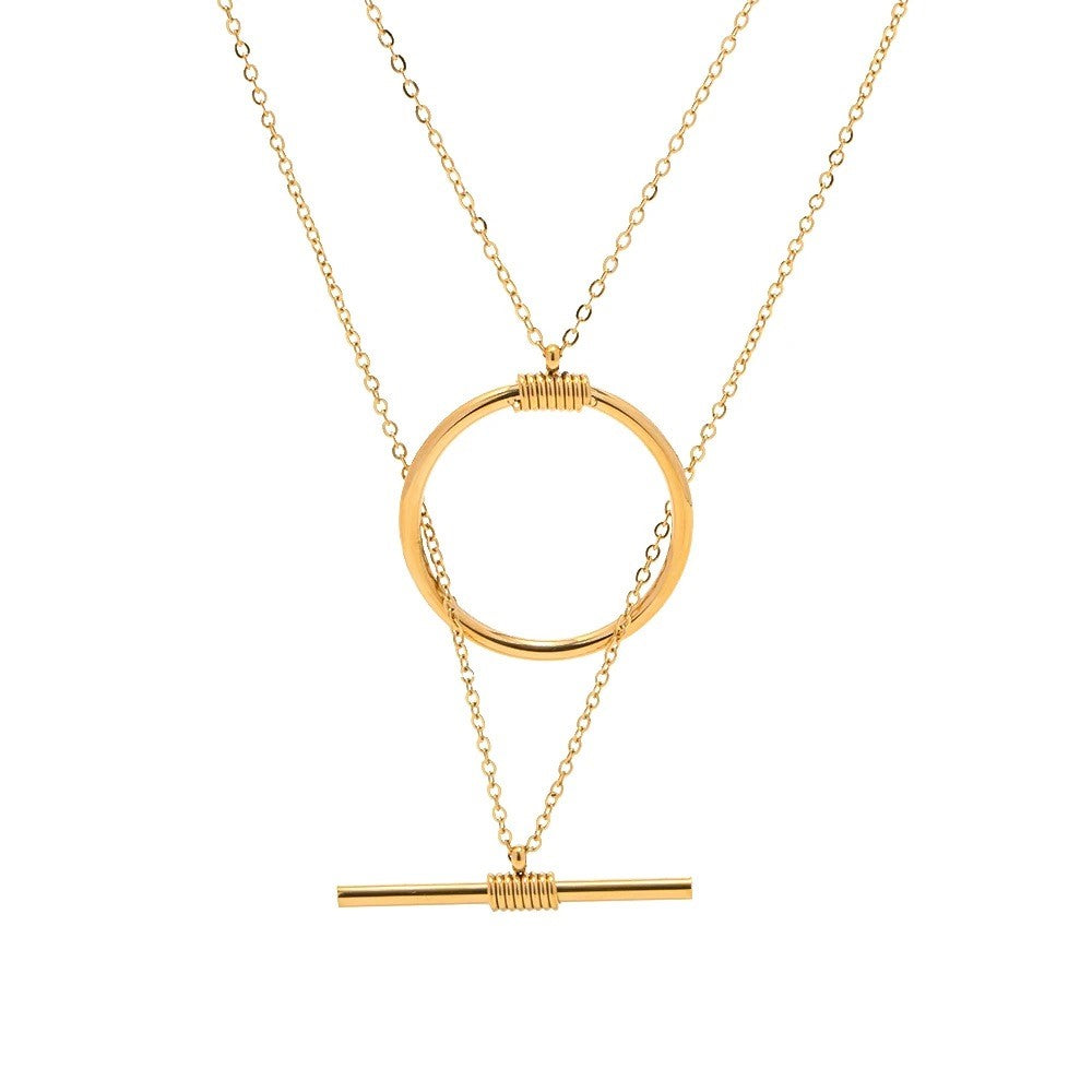 Ring Bar 18K Gold Plated Necklace