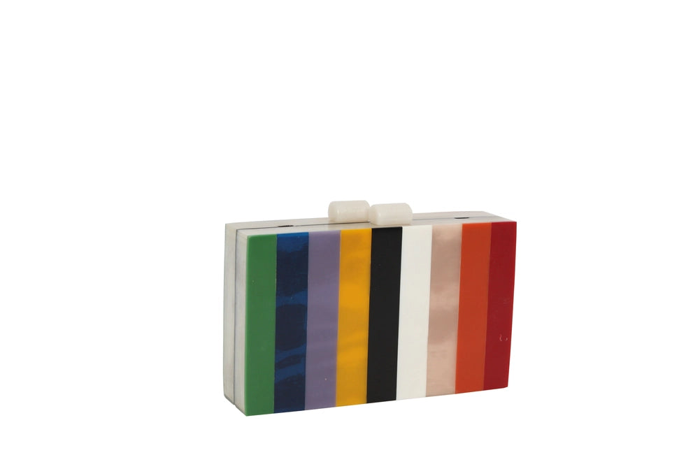 Penny Multicolor Hard Box Clutch Evening Bag