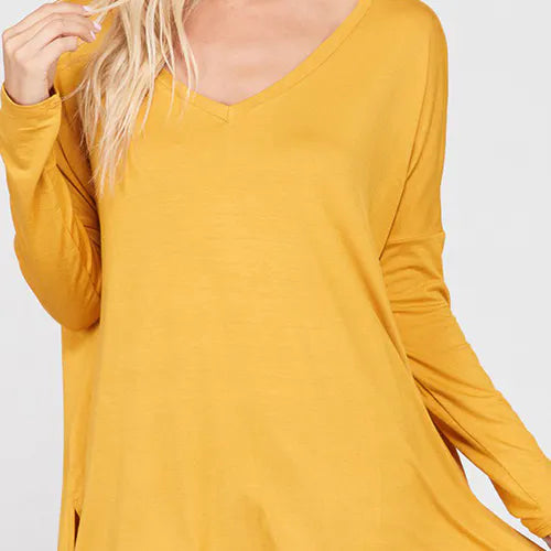 Relaxed Fit V Neck Top-FINAL SALE