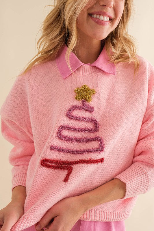 Sparkle Christmas Tree Sweater-FINAL SALE