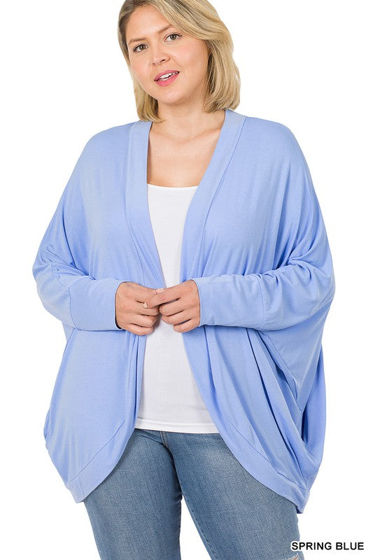 Plus Rayon Span Crepe Cocoon Wrap Cardigan-FINAL SALE