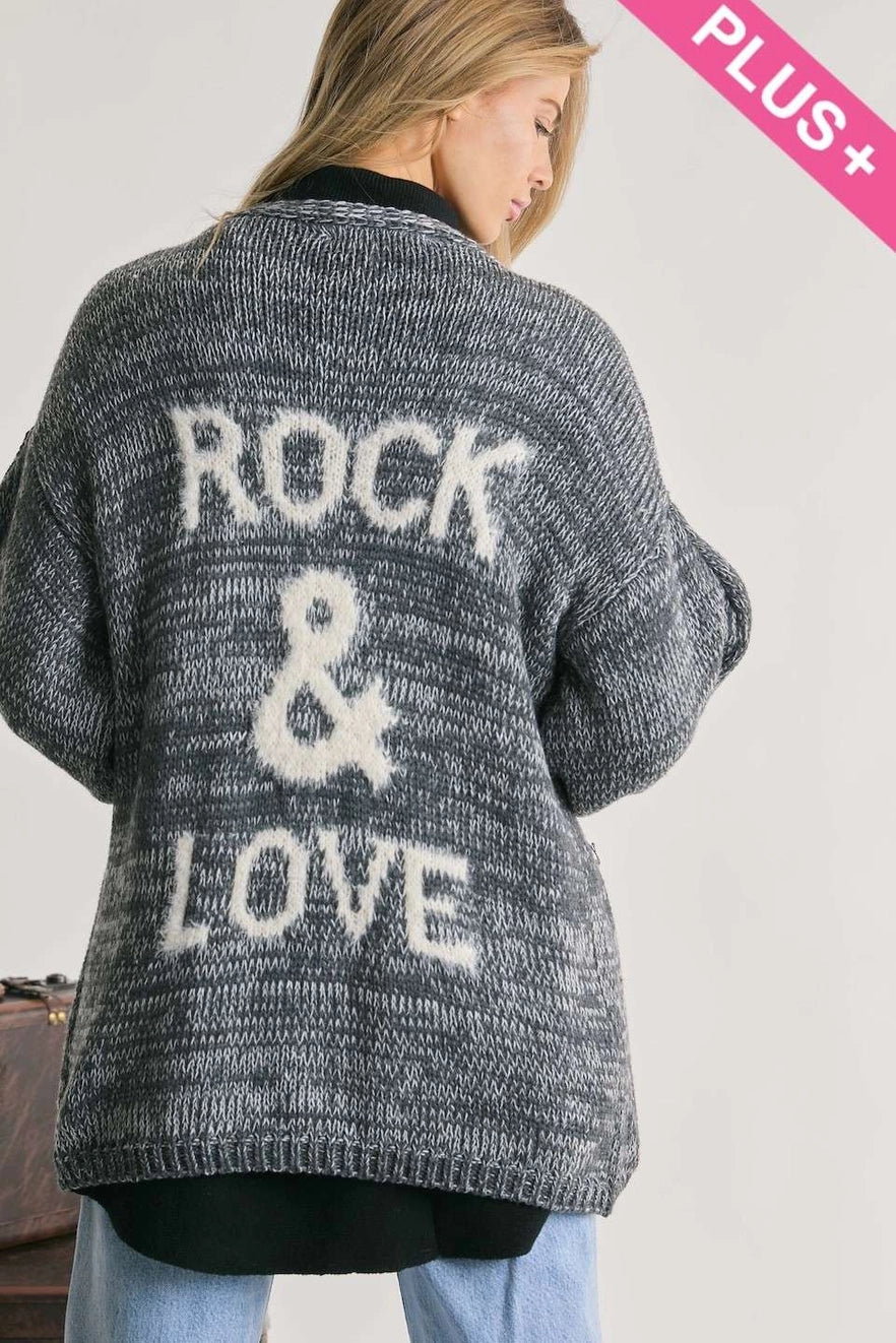 Davi & Dani Rock & Love Oversized Cardigan w/Pockets