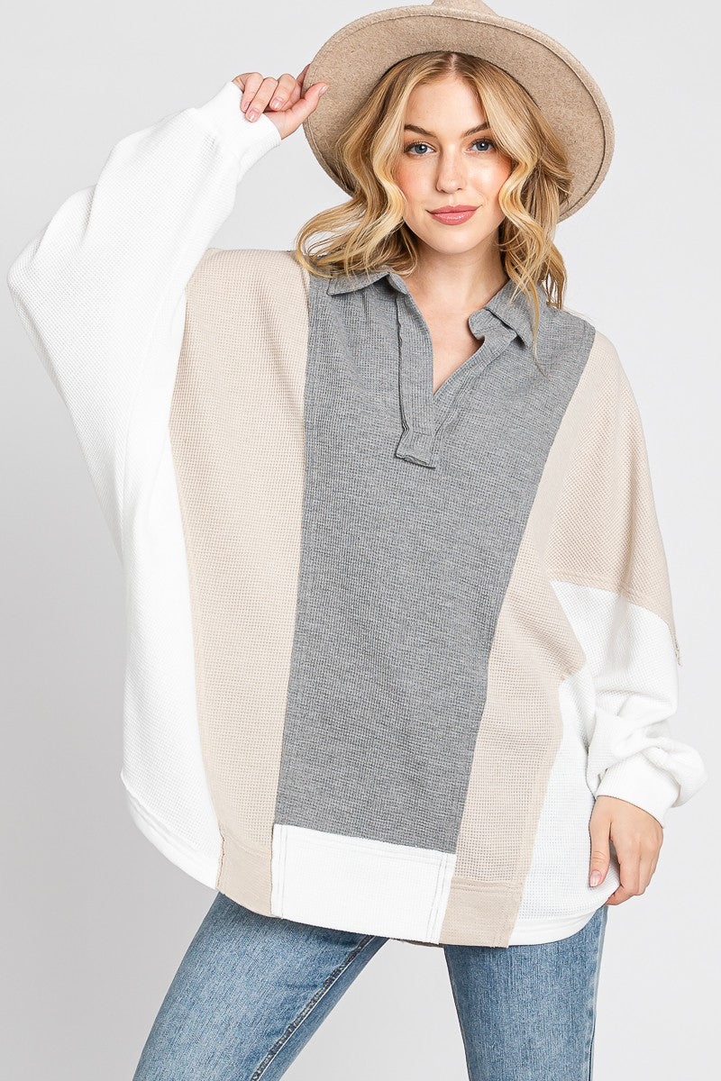 Color Block Oversized Top-FINAL SALE
