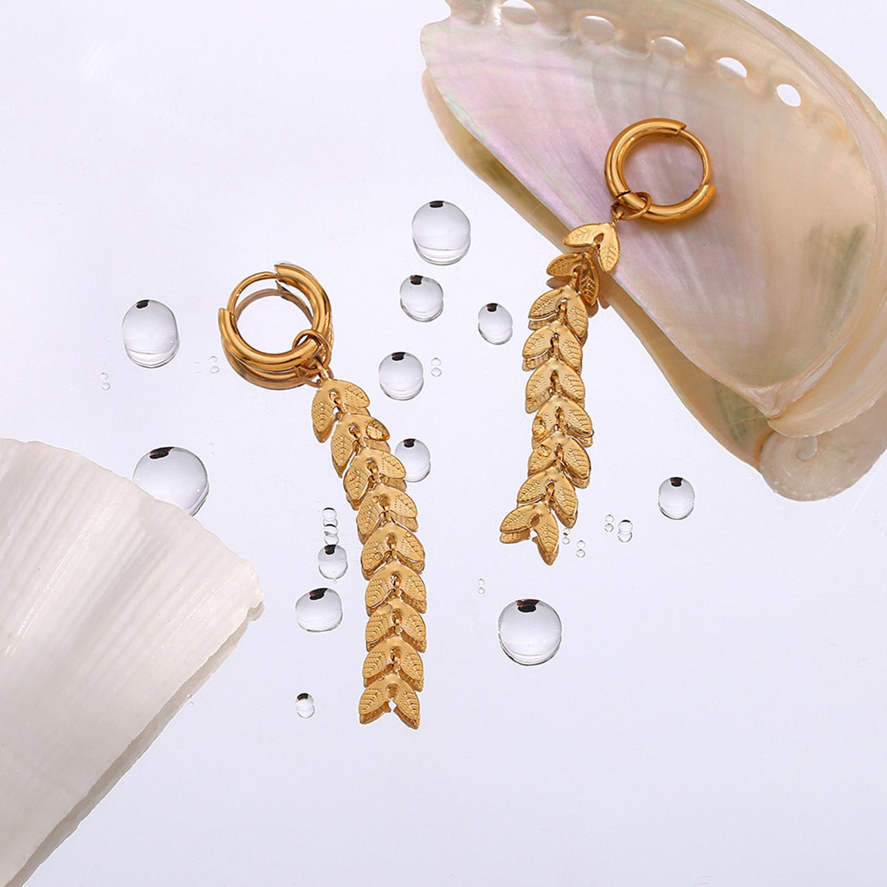 Fishtail Tassel 18K Gold Plated Earrings